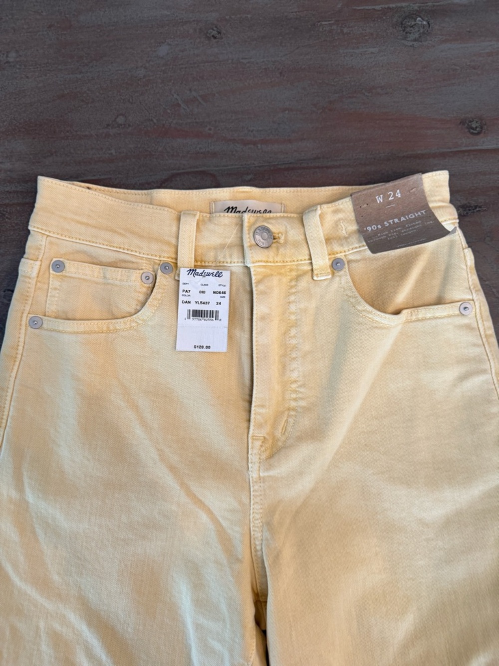 Madewell W24 '90s Straight Leg Womens Jeans in Pale Yellow
